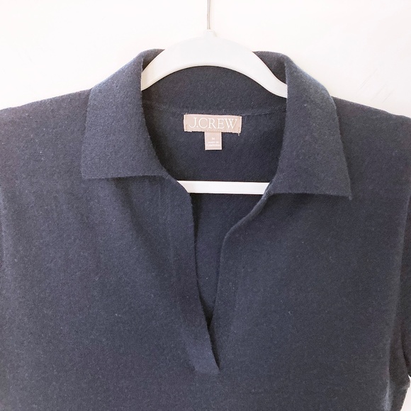 J. Crew Navy Blue Short-sleeve Sweater-Polo in Merino Wool - M - Picture 3 of 5